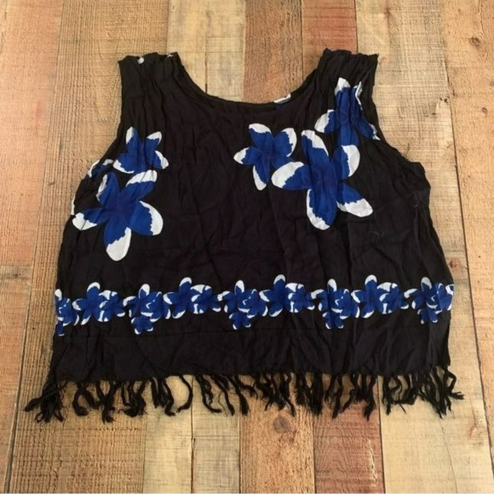 Ucho Bali womens Hawaiian print beach resort wear swim cover up tank top